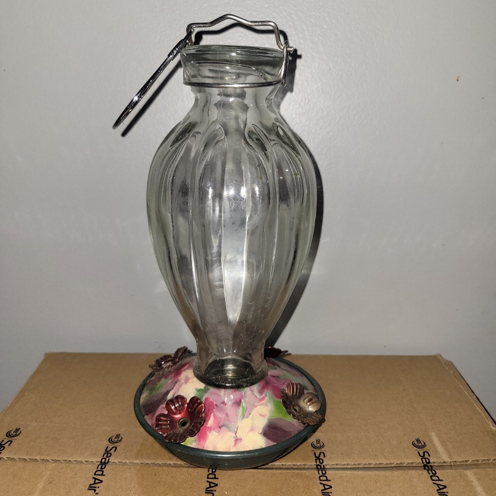 Audubon Woodlink Fluted Glass Hummingbird Feeder Floral